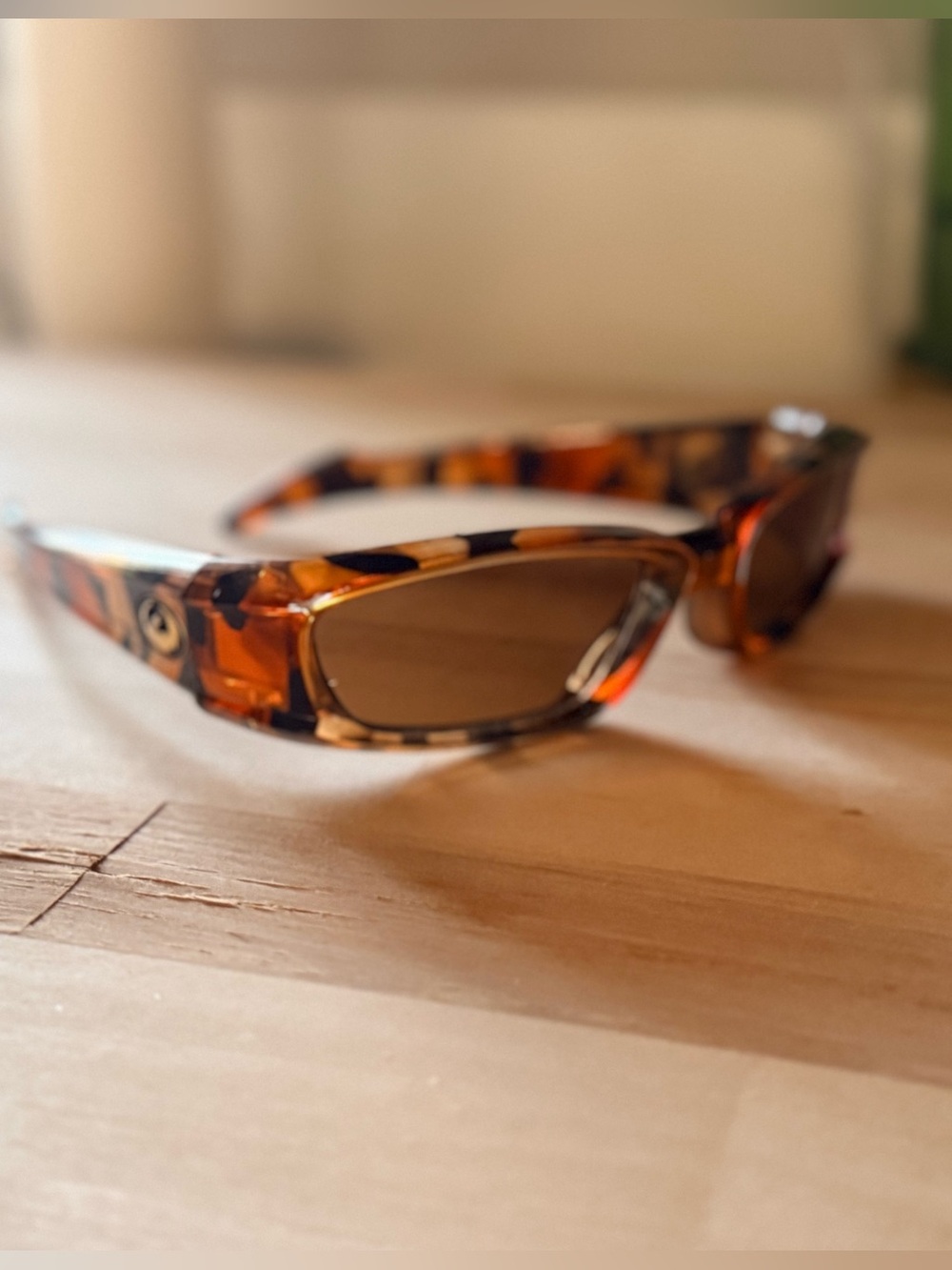 RARE Dragon Alliance Cage Sunglasses Brown Faded Clear Wrap Frame Made in USA
